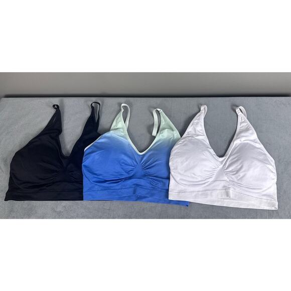 Rhonda Shear Other - Rhonda Shear Bra Set Lot of 3 Size XL White Black Ahh Seamless Ombre Blue 9220